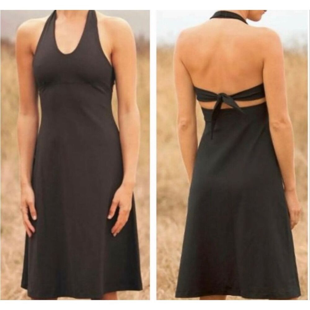 Patagonia Morning Glory Halter Dress Black Black Hiking dress size L - Picture 9 of 9